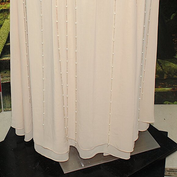 BEADED COCKTAIL DRESS w/ SHAWL, LIGHT BEIGE 1X (mother of bride) NWT PLUS - Picture 6 of 9